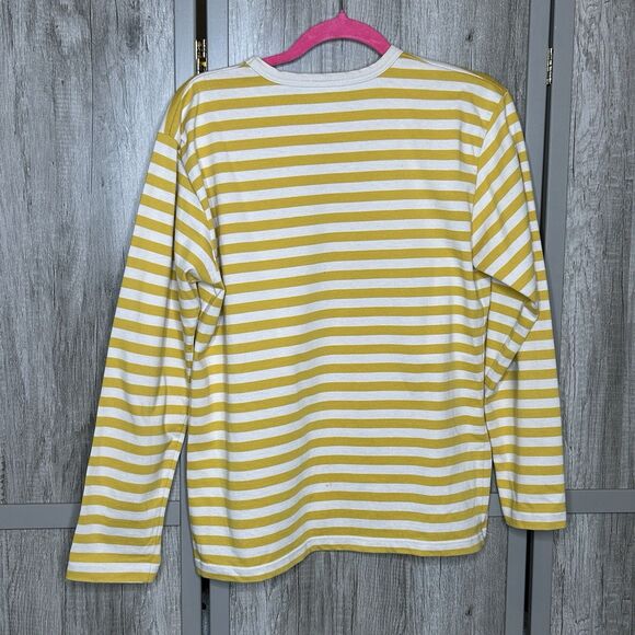 Agnes B. Border Striped T Shirt Yellow Cream Size 2 - Picture 5 of 6
